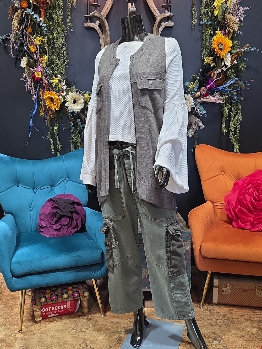 Free People Cargo Pants with Contrast Panels.